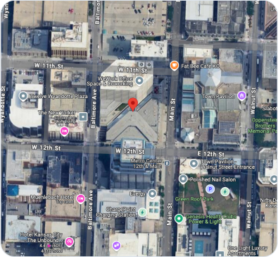 Map with pin on location of Emvia headquarters