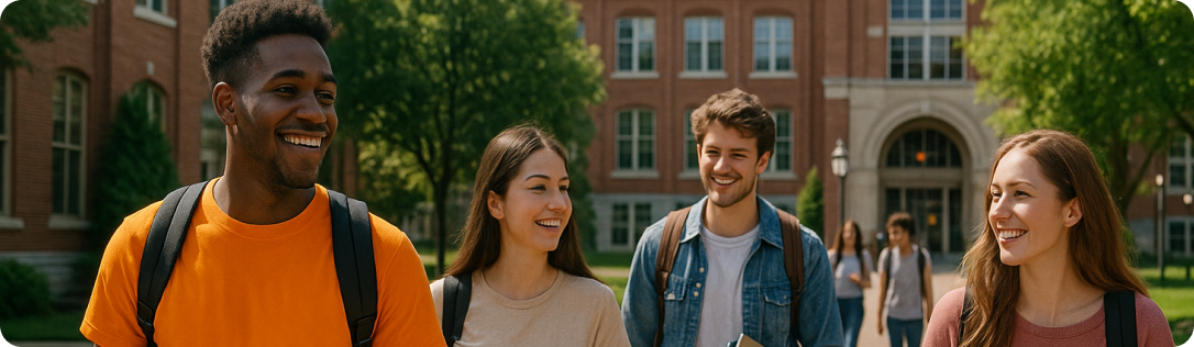 College students walking on campus