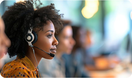 Woman wearing headset